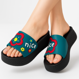 Brown Slides for Women – Trendy Floral Design | Comfortable