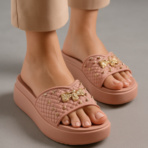 Beaded Casual Wedge Slippers – Women’s