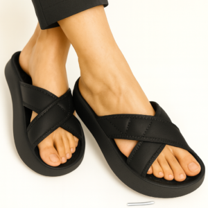 Soft Cross Slides For Ladies – Fixed Dye with Thick Sole